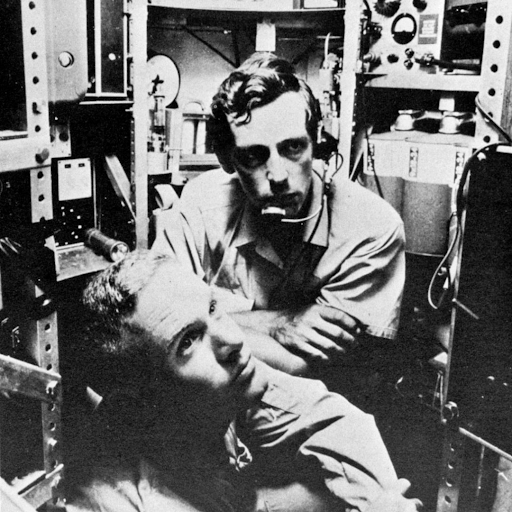 Walsh and Piccard in a black and white photo